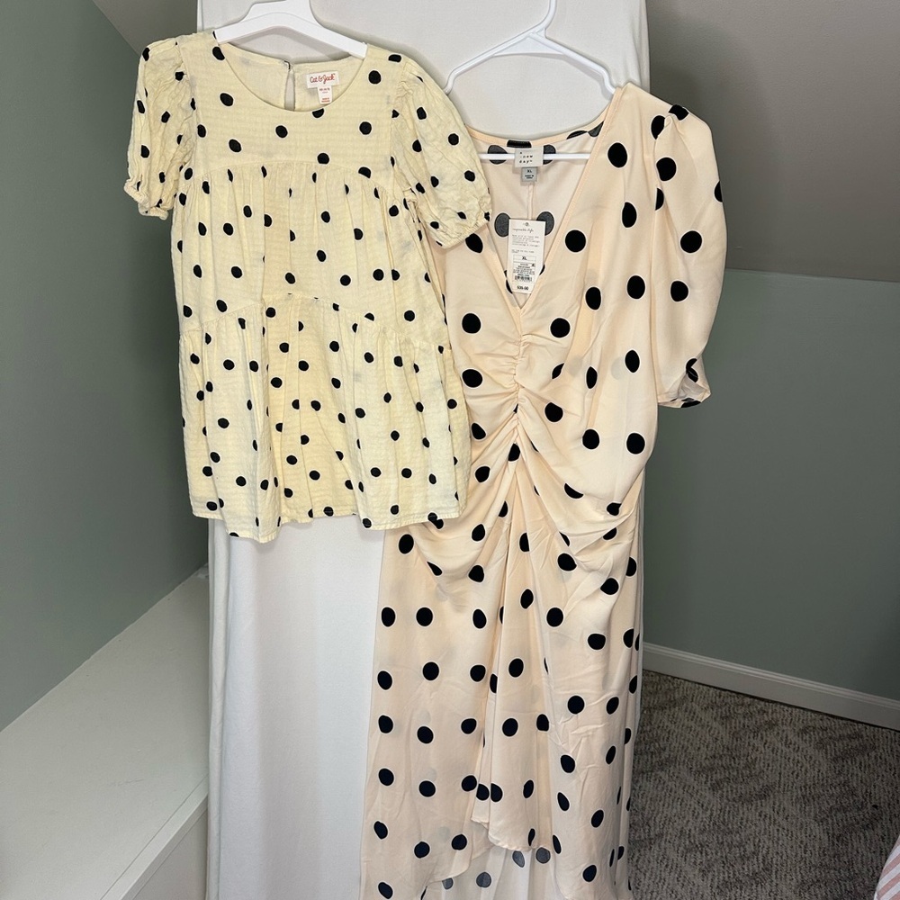 Mommy & Me Outfit Cream Dress with Black Dots by a new day size XL & 4/5T